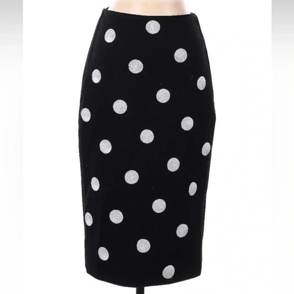 White House Black Market Dresses & Skirts - White House Black Market Black White Sequin Polka Dot Pencil Skirt Size 00 NWT